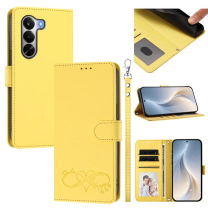 Happy Heart Pattern Magnetic Closure Vegan Leather Phone Case with Wrist Strap, For OnePlus Turbo 6X Pro 5G, For OnePlus Nord CE6 Lite