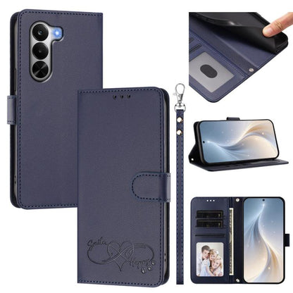 Happy Heart Pattern Magnetic Closure Vegan Leather Phone Case with Wrist Strap, For OnePlus Turbo 6X Pro 5G, For OnePlus Nord CE6 Lite