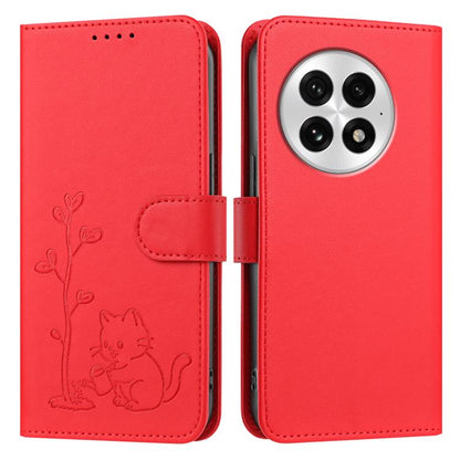 YX0014 Cat Watering Tree Buckle Vegan Leather Phone Case with Lanyard, For OnePlus 13, For OnePlus Nord 4