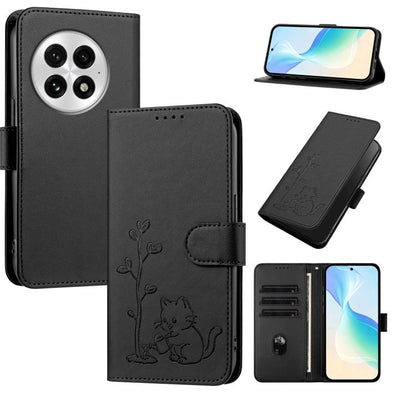 YX0014 Cat Watering Tree Buckle Vegan Leather Phone Case with Lanyard, For OnePlus 13, For OnePlus Nord 4