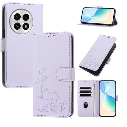 YX0014 Cat Watering Tree Buckle Vegan Leather Phone Case with Lanyard, For OnePlus 13, For OnePlus Nord 4