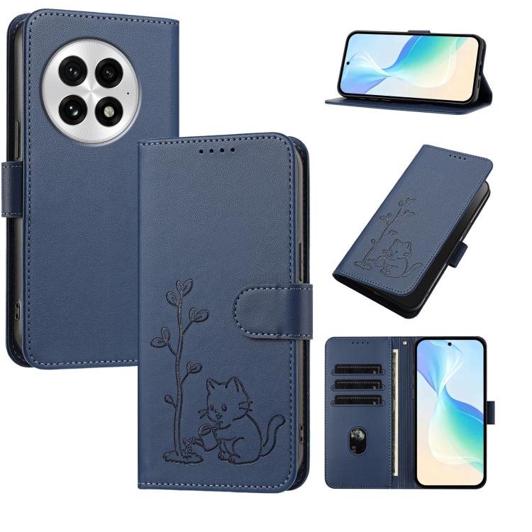 YX0014 Cat Watering Tree Buckle Vegan Leather Phone Case with Lanyard, For OnePlus 13, For OnePlus Nord 4