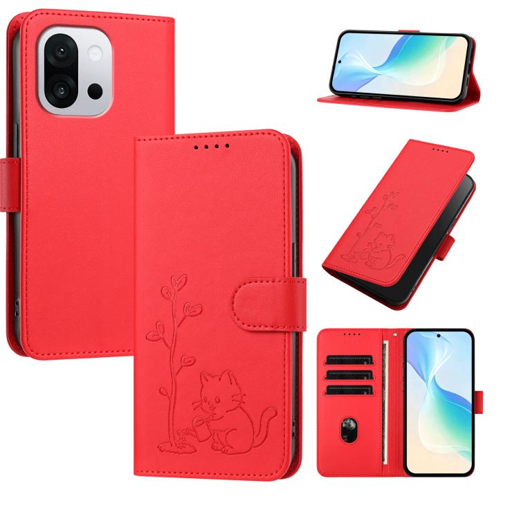 YX0014 Cat Watering Tree Buckle Vegan Leather Phone Case with Lanyard, For OnePlus 13T 5G, For OnePlus Ace 5