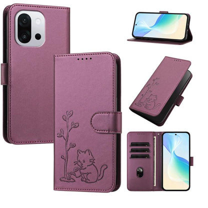 YX0014 Cat Watering Tree Buckle Vegan Leather Phone Case with Lanyard, For OnePlus 13T 5G, For OnePlus Ace 5