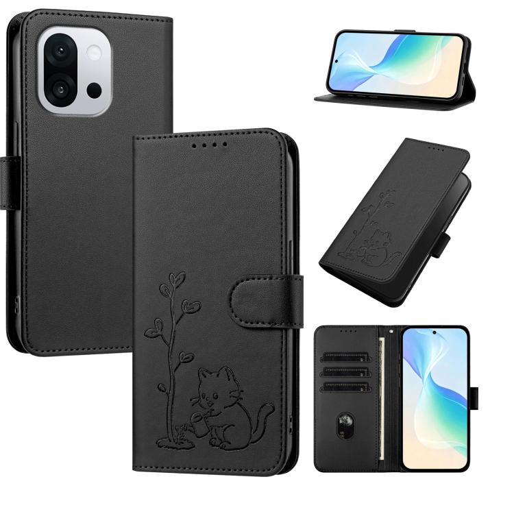 YX0014 Cat Watering Tree Buckle Vegan Leather Phone Case with Lanyard, For OnePlus 13T 5G, For OnePlus Ace 5