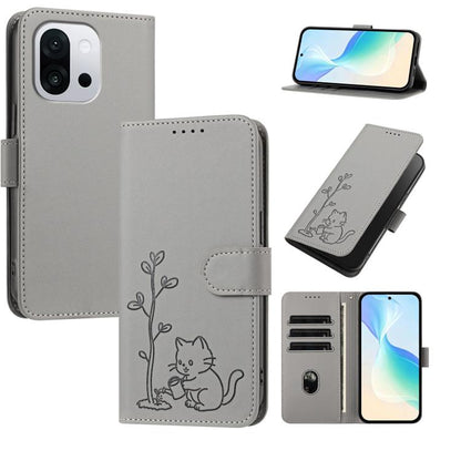 YX0014 Cat Watering Tree Buckle Vegan Leather Phone Case with Lanyard, For OnePlus 13T 5G, For OnePlus Ace 5