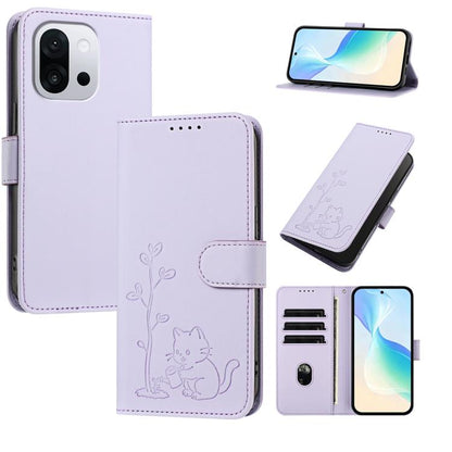YX0014 Cat Watering Tree Buckle Vegan Leather Phone Case with Lanyard, For OnePlus 13T 5G, For OnePlus Ace 5