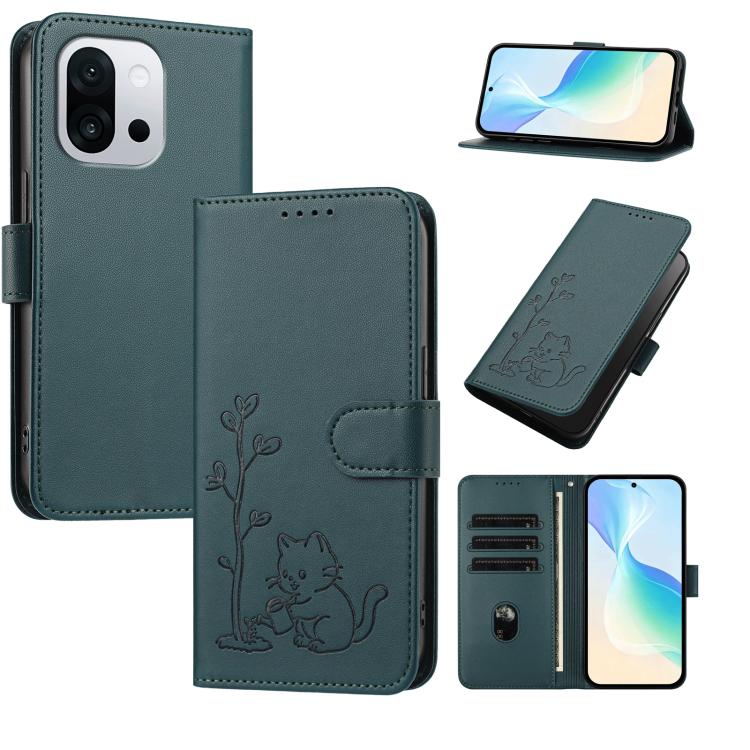YX0014 Cat Watering Tree Buckle Vegan Leather Phone Case with Lanyard, For OnePlus 13T 5G, For OnePlus Ace 5