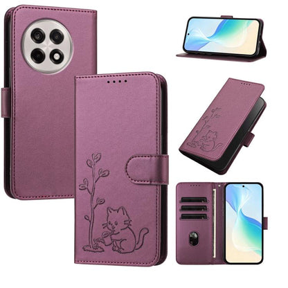 YX0014 Cat Watering Tree Buckle Vegan Leather Phone Case with Lanyard, For OnePlus 13T 5G, For OnePlus Ace 5