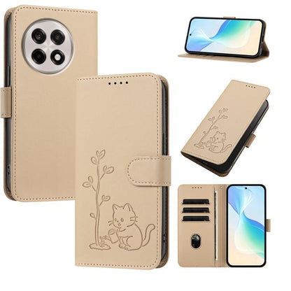 YX0014 Cat Watering Tree Buckle Vegan Leather Phone Case with Lanyard, For OnePlus 13T 5G, For OnePlus Ace 5