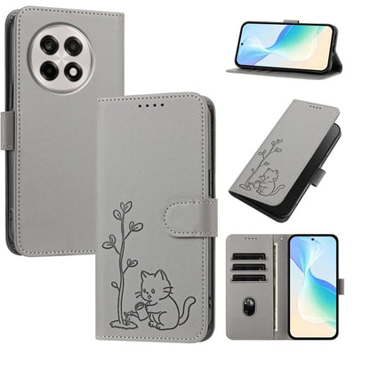 YX0014 Cat Watering Tree Buckle Vegan Leather Phone Case with Lanyard, For OnePlus 13T 5G, For OnePlus Ace 5