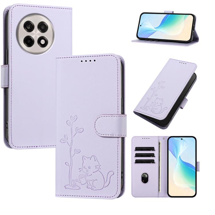 YX0014 Cat Watering Tree Buckle Vegan Leather Phone Case with Lanyard, For OnePlus 13T 5G, For OnePlus Ace 5