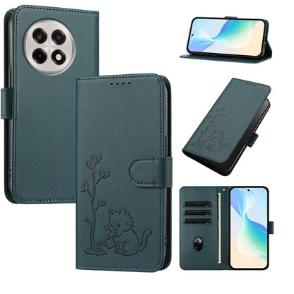 YX0014 Cat Watering Tree Buckle Vegan Leather Phone Case with Lanyard, For OnePlus 13T 5G, For OnePlus Ace 5