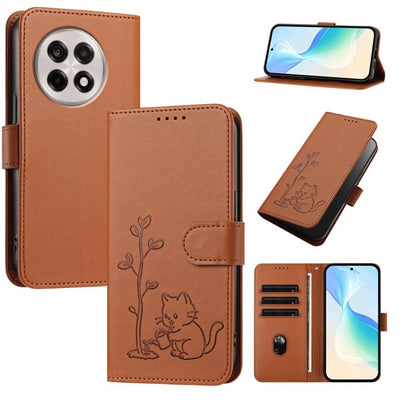 YX0014 Cat Watering Tree Buckle Vegan Leather Phone Case with Lanyard, For OnePlus 13T 5G, For OnePlus Ace 5