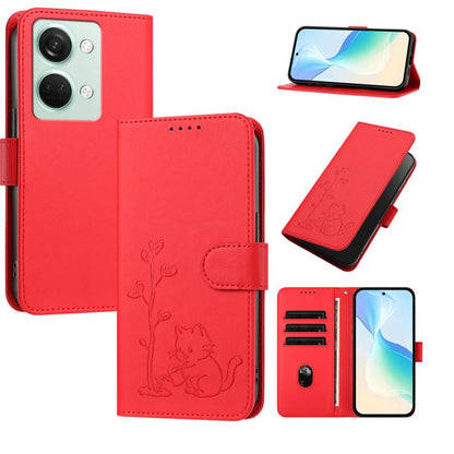 YX0014 Cat Watering Tree Buckle Vegan Leather Phone Case with Lanyard, For OnePlus Nord 3, For OnePlus 11