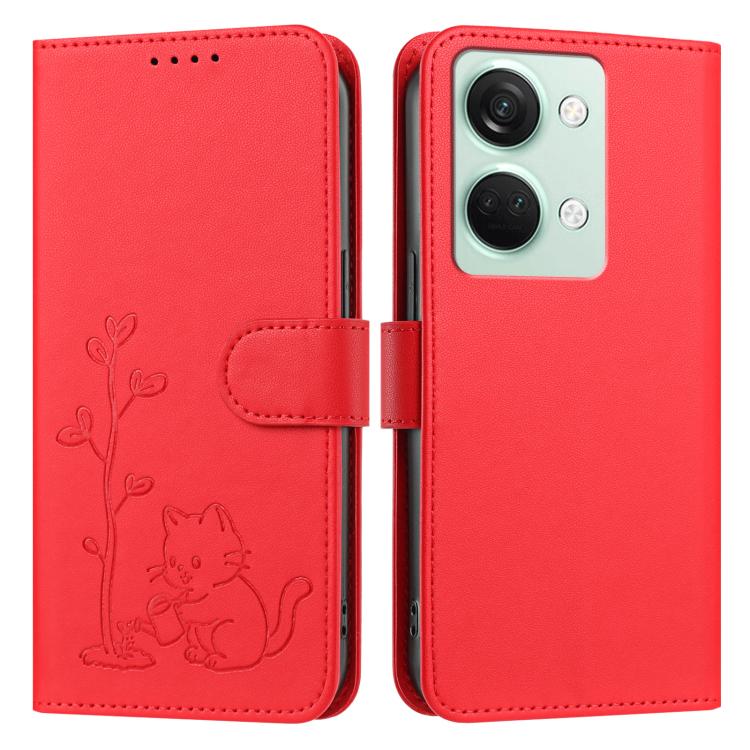 YX0014 Cat Watering Tree Buckle Vegan Leather Phone Case with Lanyard, For OnePlus Nord 3, For OnePlus 11
