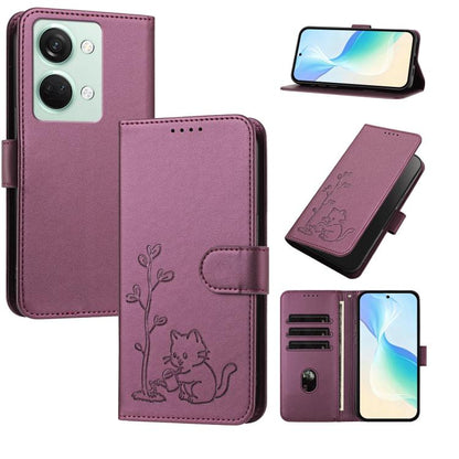 YX0014 Cat Watering Tree Buckle Vegan Leather Phone Case with Lanyard, For OnePlus Nord 3, For OnePlus 11
