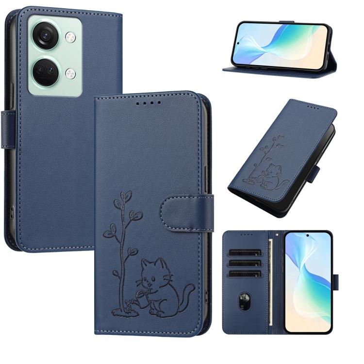 YX0014 Cat Watering Tree Buckle Vegan Leather Phone Case with Lanyard, For OnePlus Nord 3, For OnePlus 11