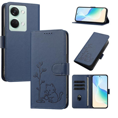 YX0014 Cat Watering Tree Buckle Vegan Leather Phone Case with Lanyard, For OnePlus Nord 3, For OnePlus 11