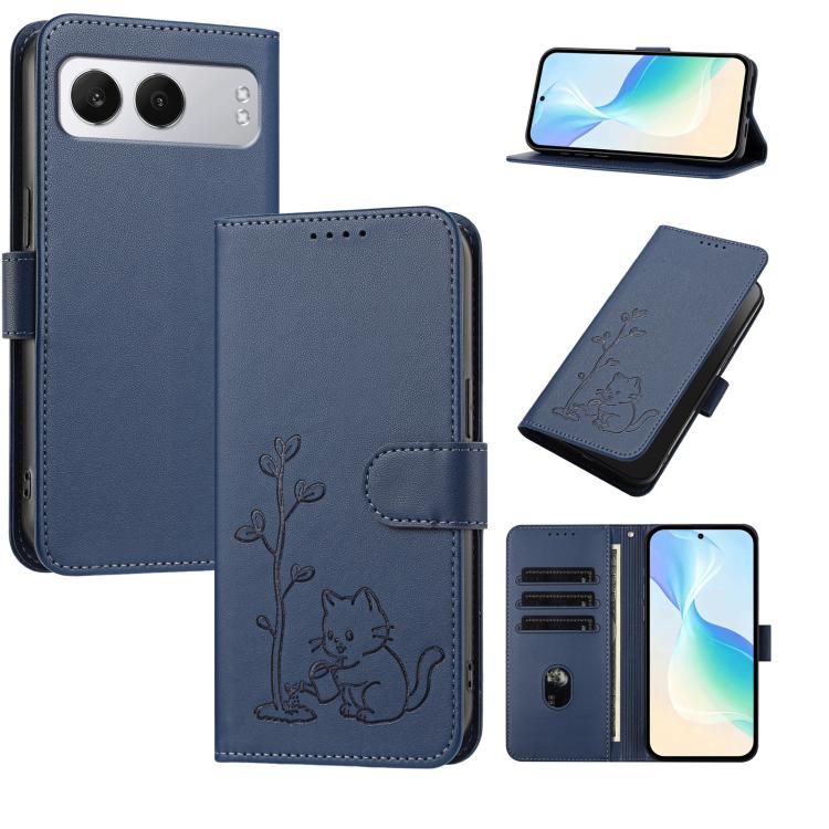YX0014 Cat Watering Tree Buckle Vegan Leather Phone Case with Lanyard, For OnePlus 13, For OnePlus Nord 4