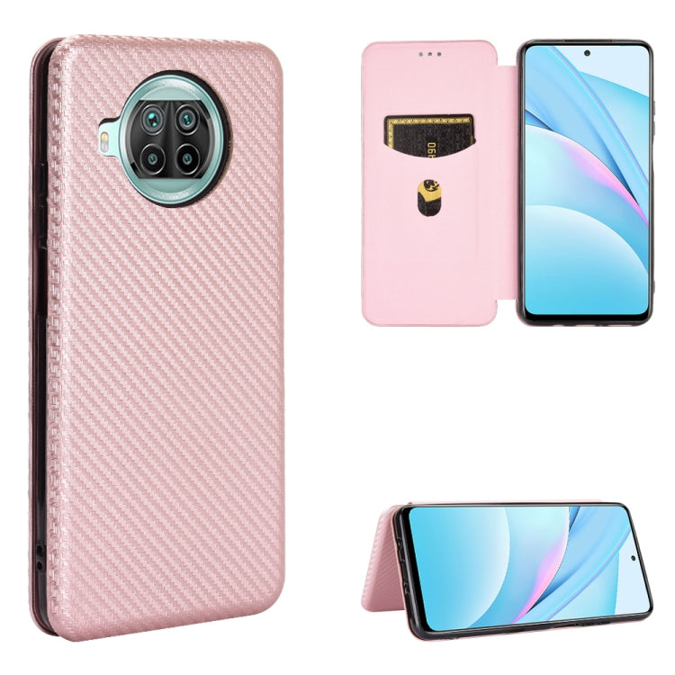 Carbon Fiber Texture Magnetic Horizontal Flip TPU + PC + PU Leather Case with Card Slot, For Xiaomi Mi 10T Lite
