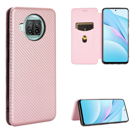 Carbon Fiber Texture Magnetic Horizontal Flip TPU + PC + PU Leather Case with Card Slot, For Xiaomi Mi 10T Lite