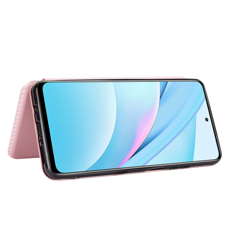 Carbon Fiber Texture Magnetic Horizontal Flip TPU + PC + PU Leather Case with Card Slot, For Xiaomi Mi 10T Lite