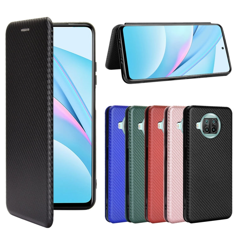 Carbon Fiber Texture Magnetic Horizontal Flip TPU + PC + PU Leather Case with Card Slot, For Xiaomi Mi 10T Lite