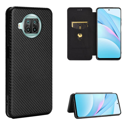 Carbon Fiber Texture Magnetic Horizontal Flip TPU + PC + PU Leather Case with Card Slot, For Xiaomi Mi 10T Lite