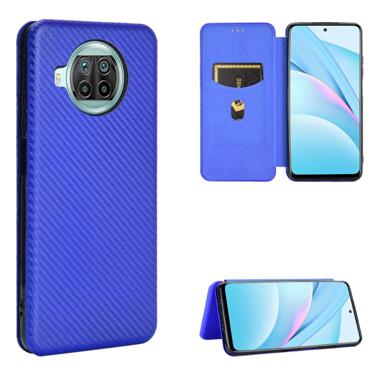 Carbon Fiber Texture Magnetic Horizontal Flip TPU + PC + PU Leather Case with Card Slot, For Xiaomi Mi 10T Lite