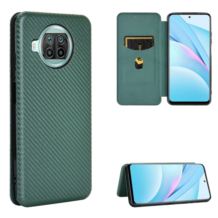 Carbon Fiber Texture Magnetic Horizontal Flip TPU + PC + PU Leather Case with Card Slot, For Xiaomi Mi 10T Lite