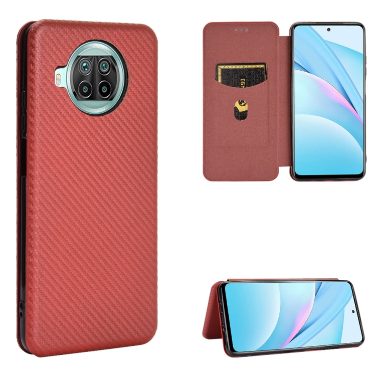 Carbon Fiber Texture Magnetic Horizontal Flip TPU + PC + PU Leather Case with Card Slot, For Xiaomi Mi 10T Lite