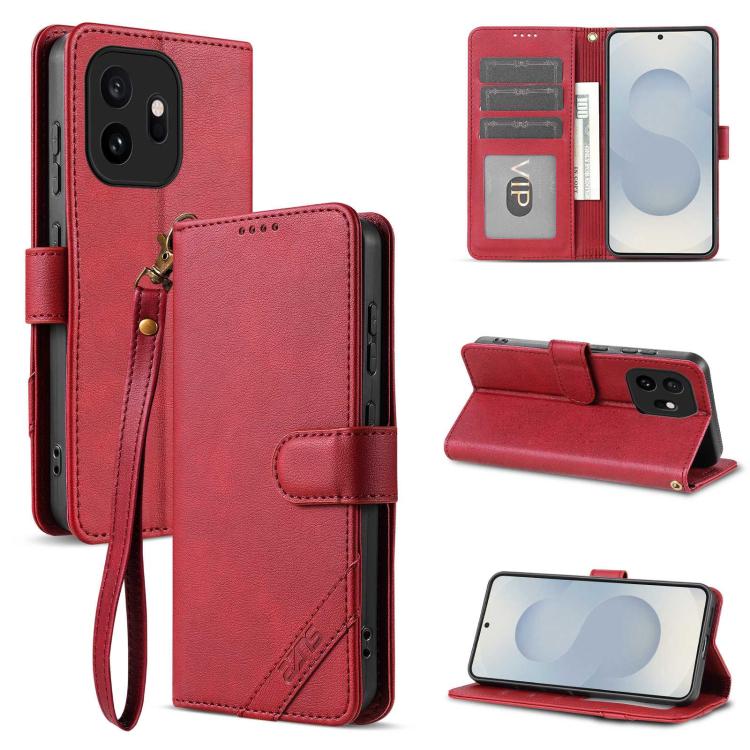 AZNS A2 Series Tri-Card Wallet RFID Vegan Leather Phone Case with Strap, For OnePlus Turbo 6/Nord 6 5G, For OnePlus 15T, For OnePlus 15