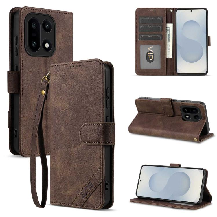 AZNS A2 Series Tri-Card Wallet RFID Vegan Leather Phone Case with Strap, For OnePlus Turbo 6/Nord 6 5G, For OnePlus 15T, For OnePlus 15
