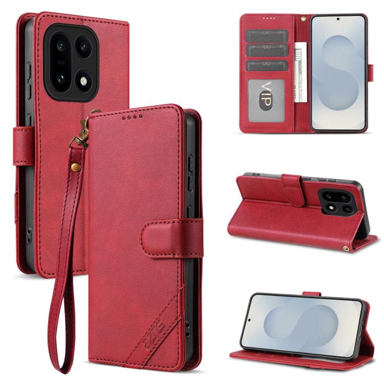 AZNS A2 Series Tri-Card Wallet RFID Vegan Leather Phone Case with Strap, For OnePlus Turbo 6/Nord 6 5G, For OnePlus 15T, For OnePlus 15