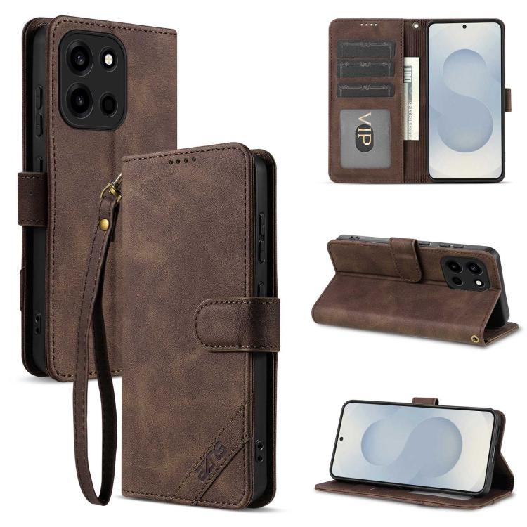 AZNS A2 Series Tri-Card Wallet RFID Vegan Leather Phone Case with Strap, For OnePlus Turbo 6/Nord 6 5G, For OnePlus 15T, For OnePlus 15