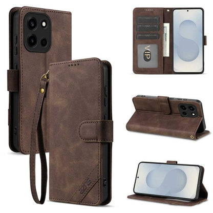 AZNS A2 Series Tri-Card Wallet RFID Vegan Leather Phone Case with Strap, For OnePlus Turbo 6/Nord 6 5G, For OnePlus 15T, For OnePlus 15