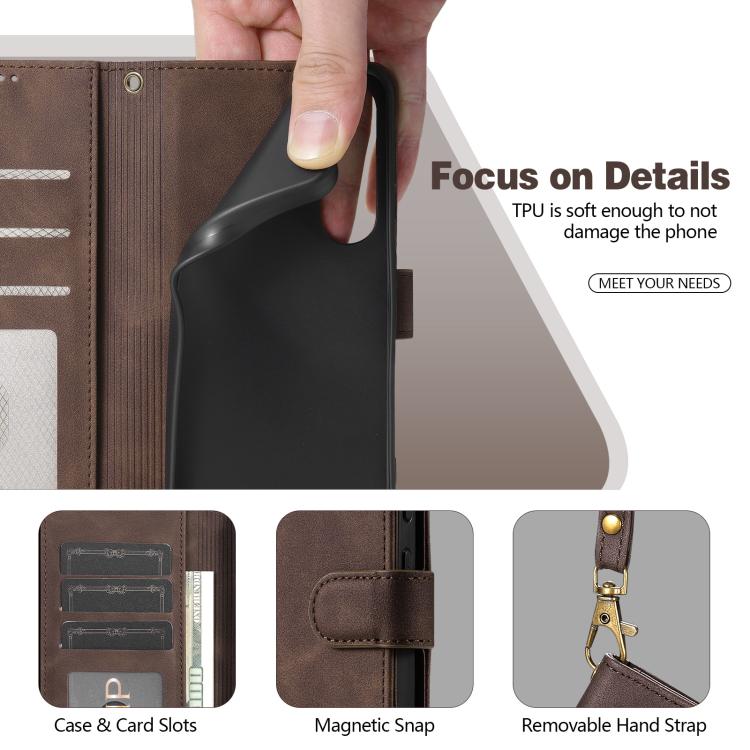 AZNS A2 Series Tri-Card Wallet RFID Vegan Leather Phone Case with Strap, For OnePlus Turbo 6/Nord 6 5G, For OnePlus 15T, For OnePlus 15