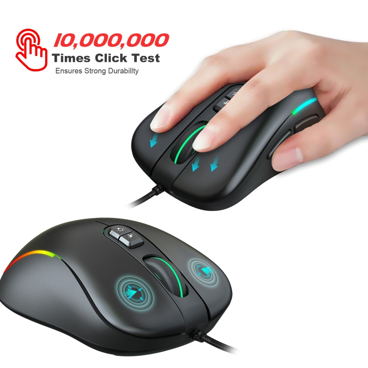 HXSJ J300 7 Keys RGB Lighting Programmable Gaming Wired Mouse, J300