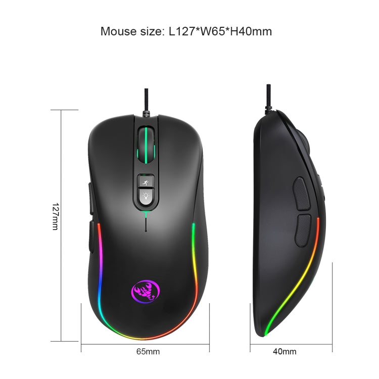 HXSJ J300 7 Keys RGB Lighting Programmable Gaming Wired Mouse, J300