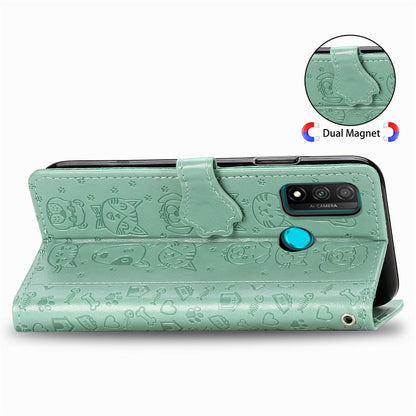 Lovely Cat and Dog Embossing Pattern Horizontal Flip Leather Case , with Holder & Card Slots & Wallet & Cartoon Clasp & Lanyard, For Huawei P Smart 2020, For Huawei Y5P 2020 & Honor 9S, For Xiaomi Mi 10 Lite 5G, For Xiaomi Redmi 10X & Note 9           ...