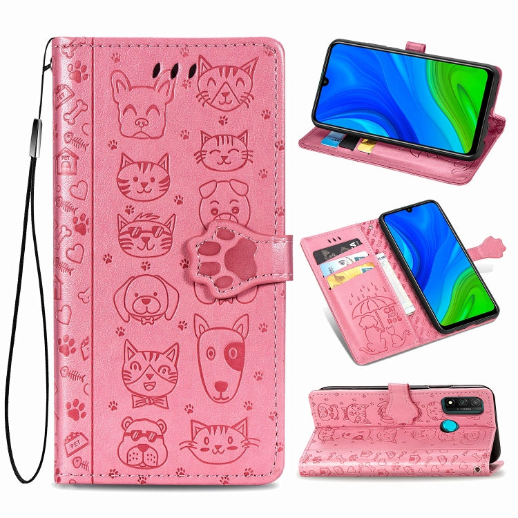 Lovely Cat and Dog Embossing Pattern Horizontal Flip Leather Case , with Holder & Card Slots & Wallet & Cartoon Clasp & Lanyard, For Huawei P Smart 2020, For Huawei Y5P 2020 & Honor 9S, For Xiaomi Mi 10 Lite 5G, For Xiaomi Redmi 10X & Note 9           ...