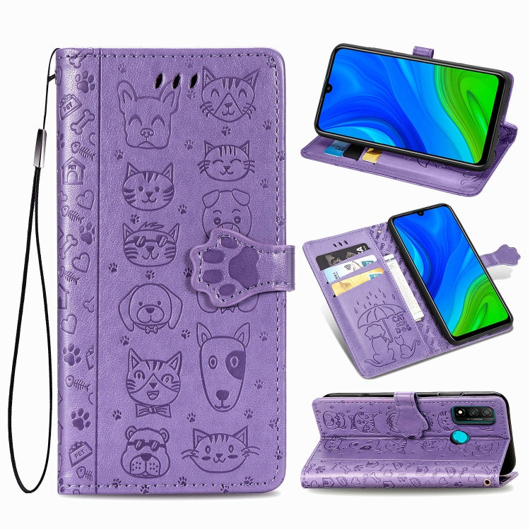 Lovely Cat and Dog Embossing Pattern Horizontal Flip Leather Case , with Holder & Card Slots & Wallet & Cartoon Clasp & Lanyard, For Huawei P Smart 2020, For Huawei Y5P 2020 & Honor 9S, For Xiaomi Mi 10 Lite 5G, For Xiaomi Redmi 10X & Note 9           ...