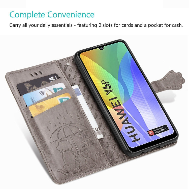 Cute Cat and Dog Embossed Horizontal Flip Leather Case with Bracket / Card Slot / Wallet / Lanyard, For OPPO A52/A72/A92