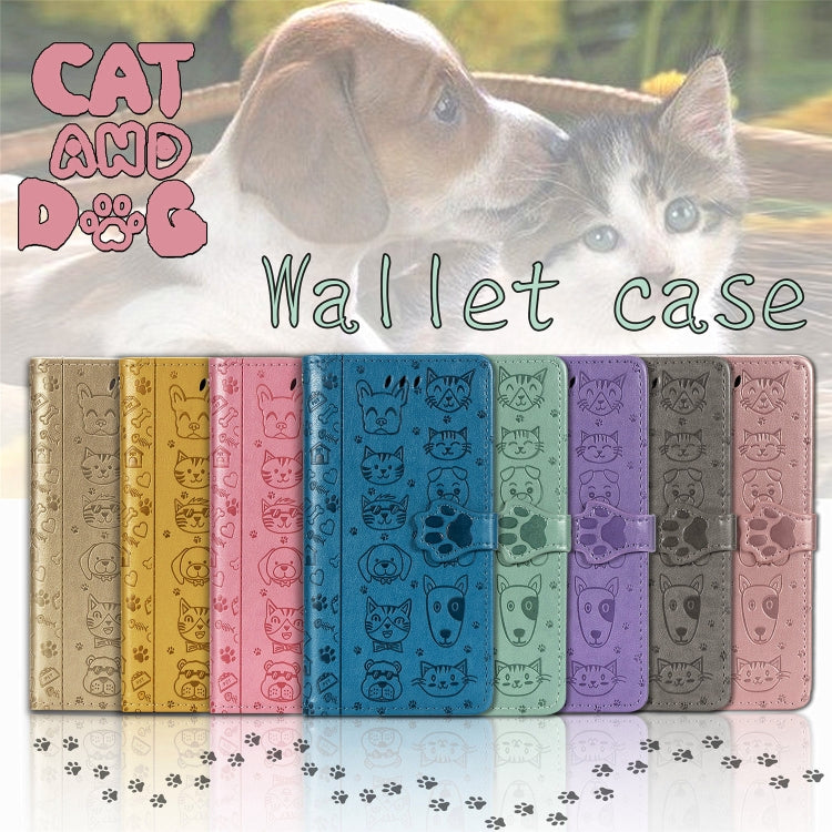 Cute Cat and Dog Embossed Horizontal Flip Leather Case with Bracket / Card Slot / Wallet / Lanyard, For OPPO A52/A72/A92
