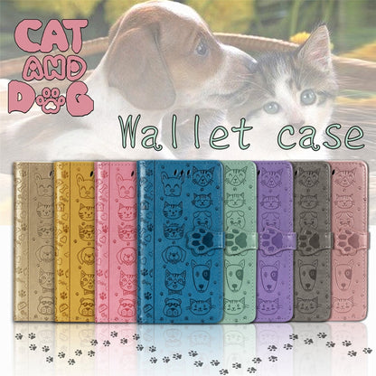 Cute Cat and Dog Embossed Horizontal Flip Leather Case with Bracket / Card Slot / Wallet / Lanyard, For OPPO A52/A72/A92