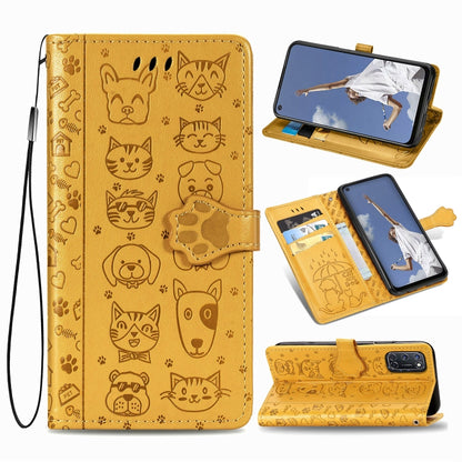 Cute Cat and Dog Embossed Horizontal Flip Leather Case with Bracket / Card Slot / Wallet / Lanyard, For OPPO A52/A72/A92