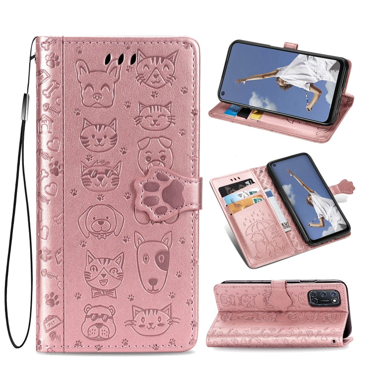 Cute Cat and Dog Embossed Horizontal Flip Leather Case with Bracket / Card Slot / Wallet / Lanyard, For OPPO A52/A72/A92