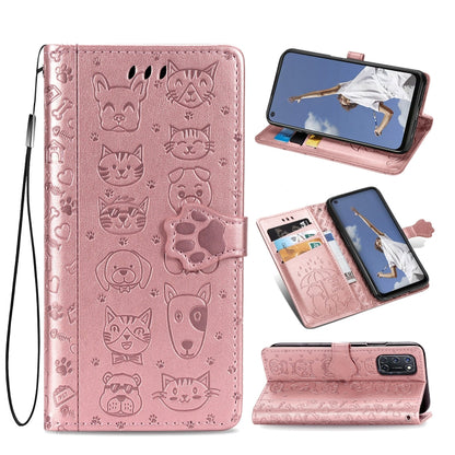 Cute Cat and Dog Embossed Horizontal Flip Leather Case with Bracket / Card Slot / Wallet / Lanyard, For OPPO A52/A72/A92