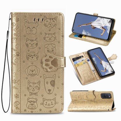 Cute Cat and Dog Embossed Horizontal Flip Leather Case with Bracket / Card Slot / Wallet / Lanyard, For OPPO A52/A72/A92